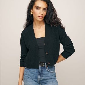 Reformation Cropped Giusta Black Cashmere Cardigan